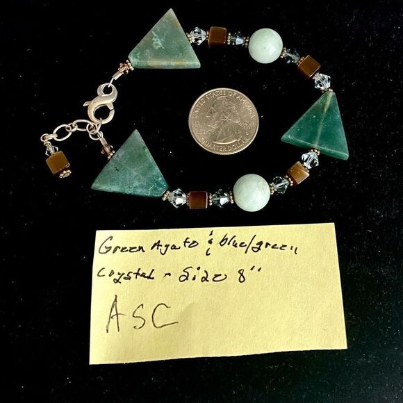 ASC Striking Polished Green Agate with Sterling clasps - Picture 9 of 9